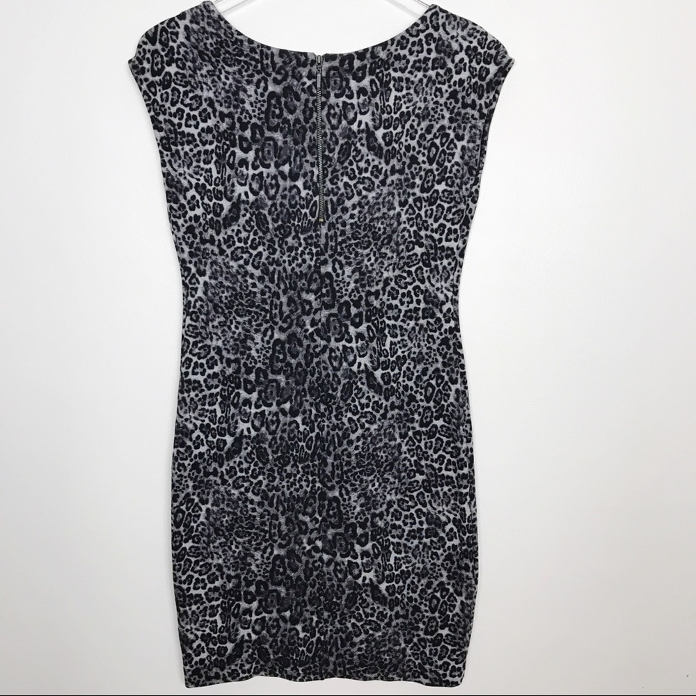 Zara Basic Leopard Print Stretch Shift Dress S - image 6